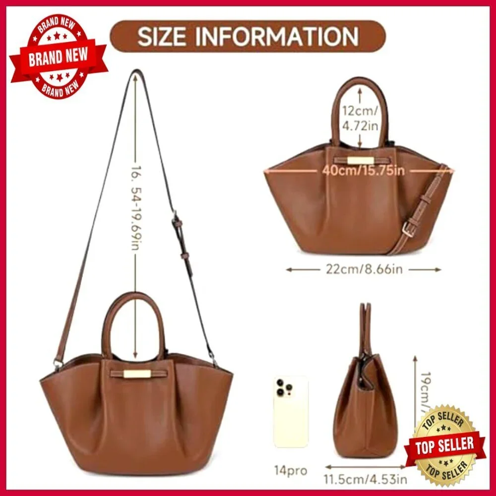 Large Vegan Leather Tote Bag Top Handle Shoulder Purse Daily Use